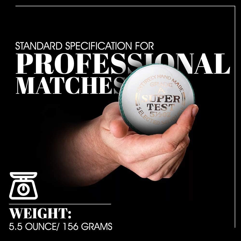 Mozi Sports® Leather Cricket Ball Senior Hand Stitched Match Quality Balls Weight 5.50oz (3x White H-Stitched) - Image 3