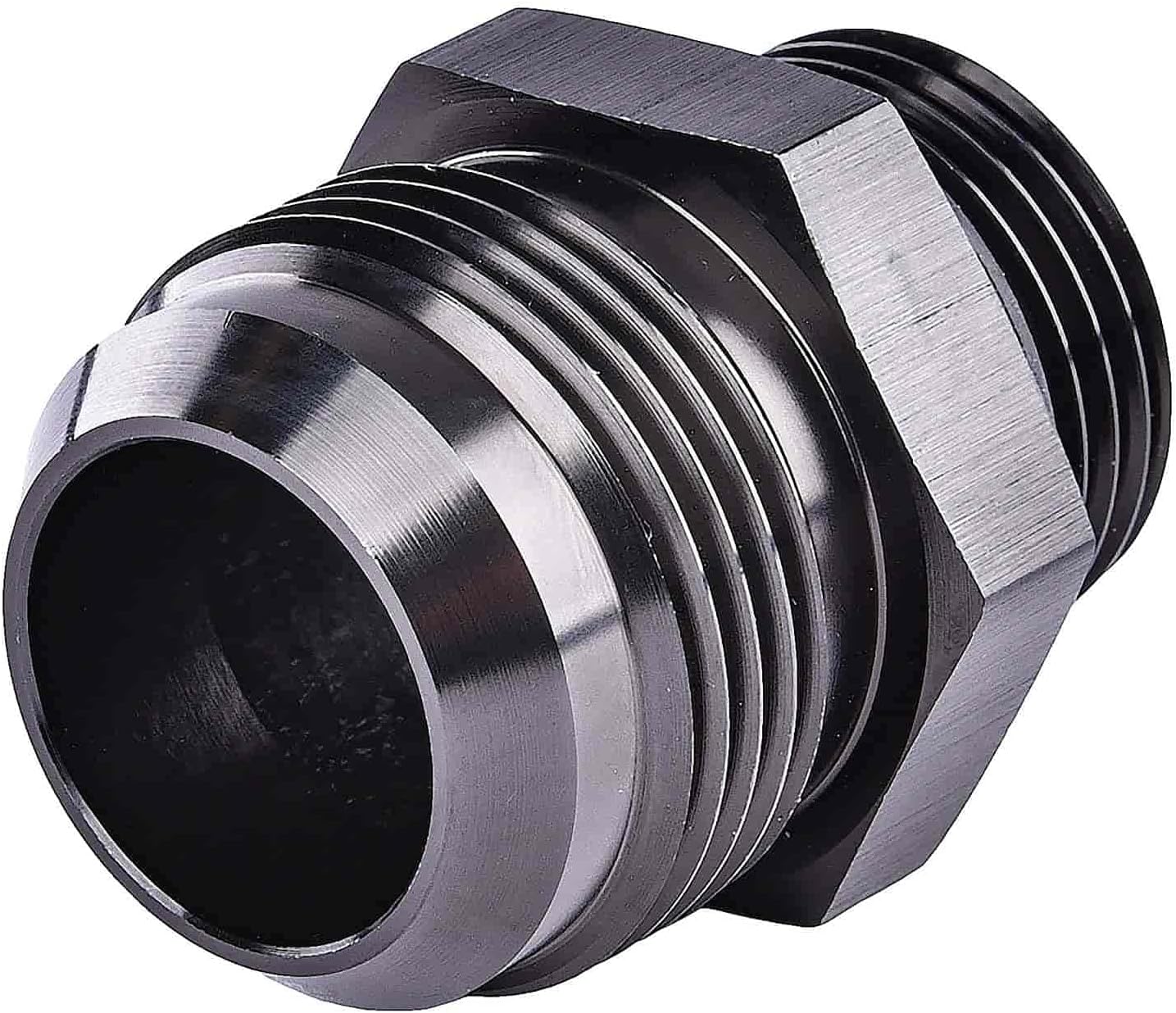 JEGS AN Port Adapter Fitting | -12 AN Port (1 1/16 �-12 Thread) To -16 AN Hose | Anodized Black Aluminum | 1 Per Package