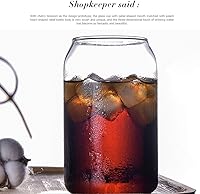 Vista 4 de Large Beer Glasses, 20Oz Can Shaped Beer Glasses,Elegant Shaped Drinking Glasses with Believe yourself Pattern,Transparent Drinking Glasses,Highball