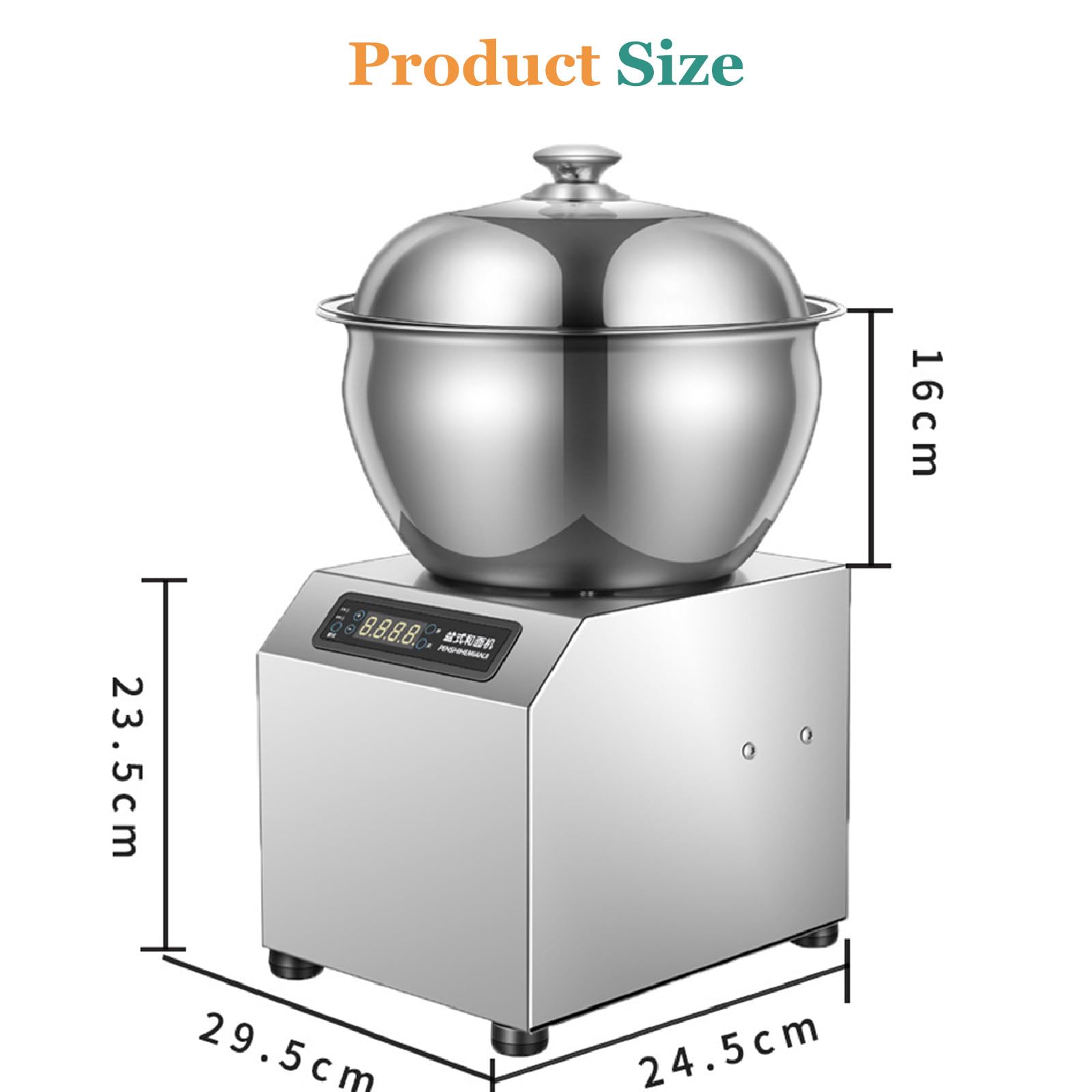 Impastatrice a Doppia Rotazione da 1800 W con Funzione di Riscaldamento a Temperatura costante, Coperchio e Timer, impastatrice a Spirale elettrica per ristoranti, panetterie e pizzerie, 5 k