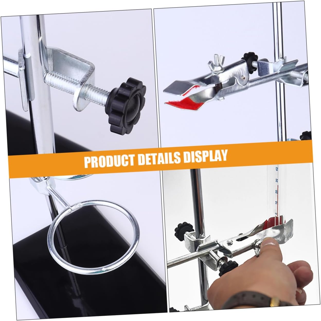 Stainless Steel Lab Stand Clamp Ring Clamp Table Rod for Beaker Test Tube Holder Random Color