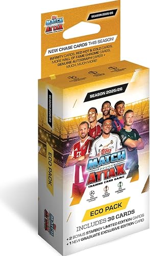 Topps UCC Match Attax 2025/26 - Eco Pack - contains 36 Match Attax cards plus 2 random Star Boy LE's and a random The Graduates LE card.