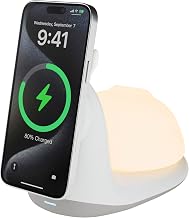 Magnetic Wireless Fast Charger Stand: 15W Charging Station for Magnetic with Ambient Light for iPhone 16e 16 15 14 13 12 Pro Max, Snail-Inspired Holder with Cord-Free Tabletop LED Night Illumination