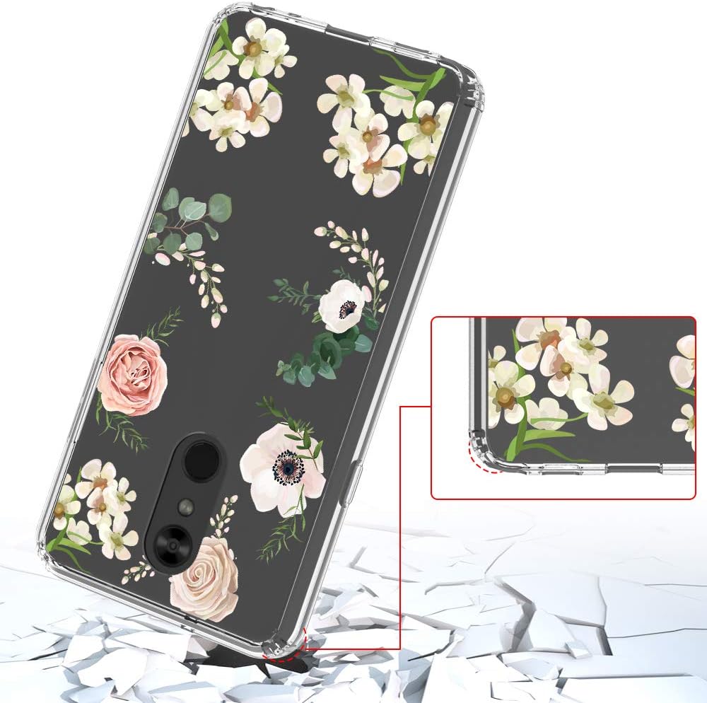 FLOCUTE Clear Floral Case Replacement for LG Stylo 5 Case Floral Pattern Case Flower Slim Girly Protective Case with Soft TPU Bumper Hard PC Back Cover Replacement for LG Stylo 5 (Light Green)