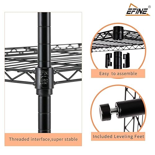 Vista 14 de Catalina Creations EFINE - Estantería de 5 estantes con forros para estantes, estantes de almacenamiento ajustables, estantes de alambre de acero