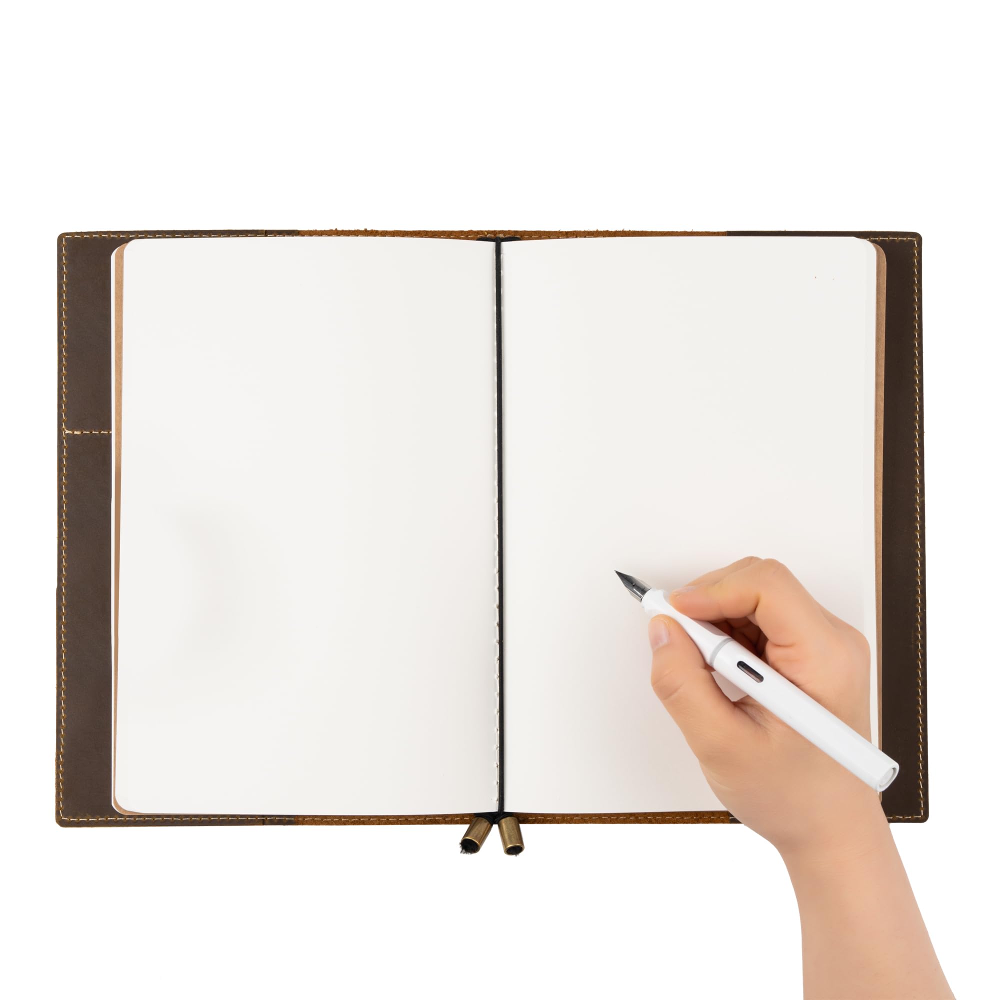 WANDERINGS Cuaderno de Viaje Tamaño A5 con Bolsillos - 6" x8,5/15 cm x 22 cm - Diario de Viaje Recargable - Hecho a mano, Cuaderno de Cuero Premium, Incluye Recargas de Papel en Blanco de 120 GSM