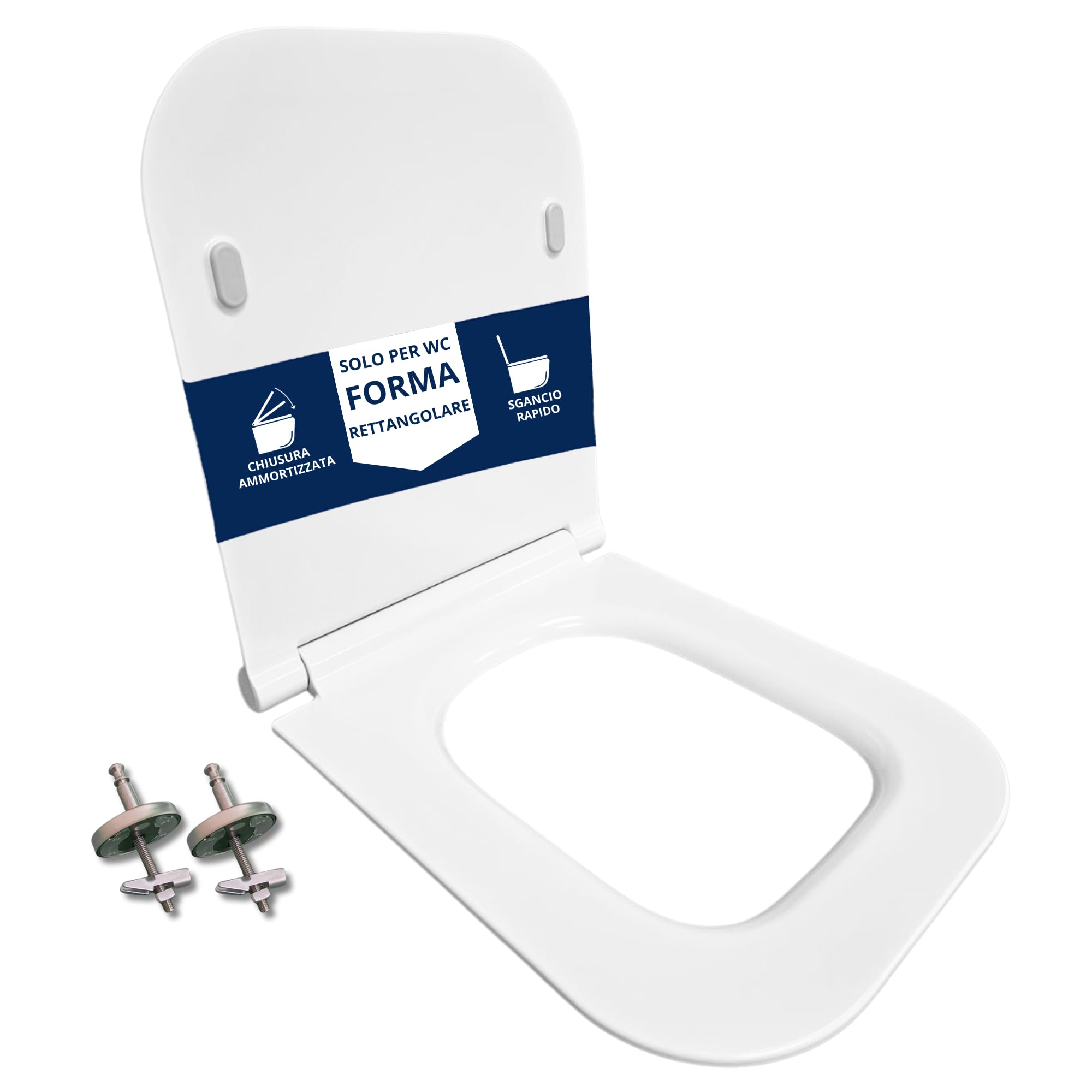 HYDRO HOME Copriwater Forma Rettangolare Super Sottile Slim Chiusura Ammortizzata e Sgancio Rapido Compatibile con vari modelli, Plastica Termoindurente Cerniere Regolabili fissaggio dall'alto Bianco