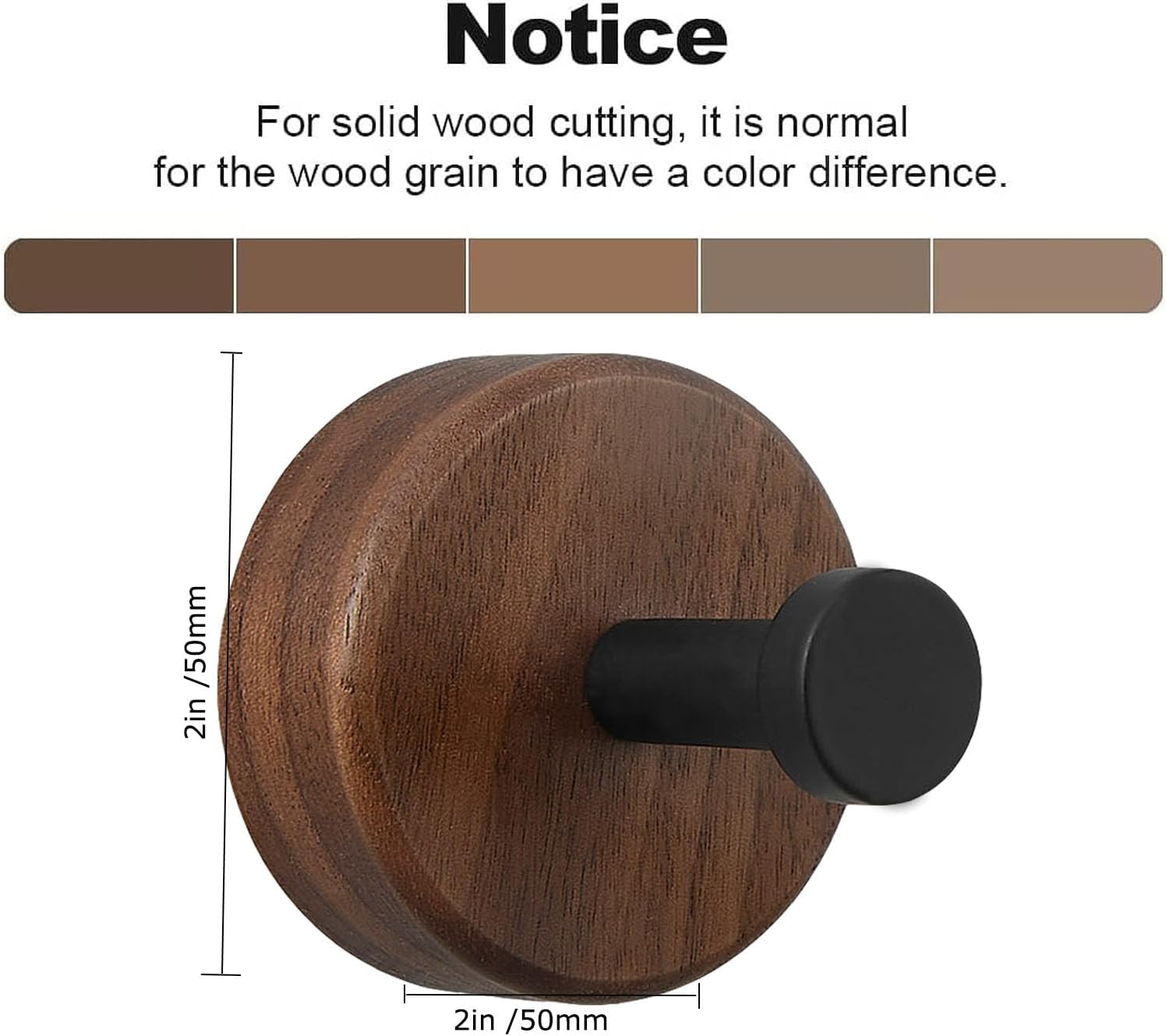 Wood Wall Hooks,4 Packs Dark Walnut Wood Coat Hooks Wall Mounted(Stick on & Screw in) for Hanging Purse,Hats,Backpacks,Jackets,Bags and Robe(Up to 30lbs),Modern Farmhouse Decor.