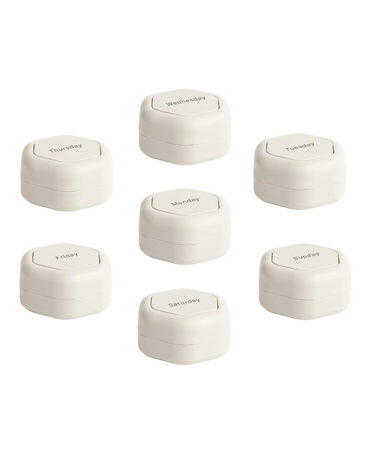 Organizador de Remédios Portátil Cadence - Conjunto de Caixas de Pílulas Magnéticas para Medicamentos e Suplementos - 7 Pequenos (16g) para Pill Organizing Sem Estresse