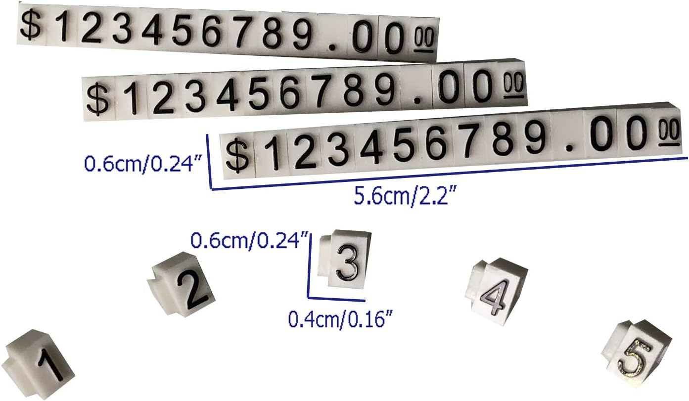 Price Tag Cube Adjustable Assembly Number Angled Pricing Counter Display Stand Label Sale Price 14 Sets (White, Medium)