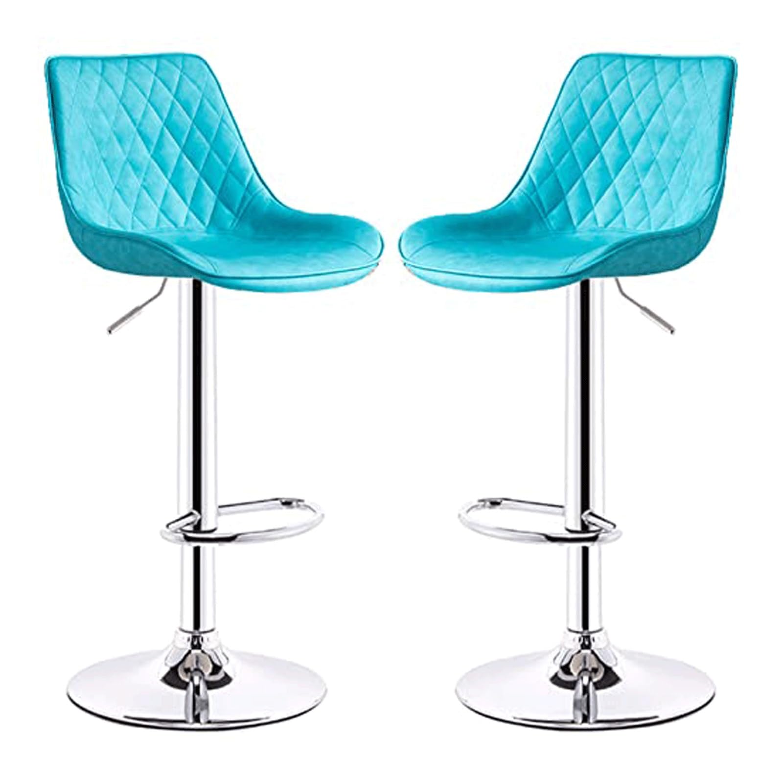 HNYJVZEVG Set of 2 Bar Stools, PU seat cushion Swivel Bar Chairs with Footrest, Height Adjustable Counter High stools Kitchen Island Chairs(Blu)