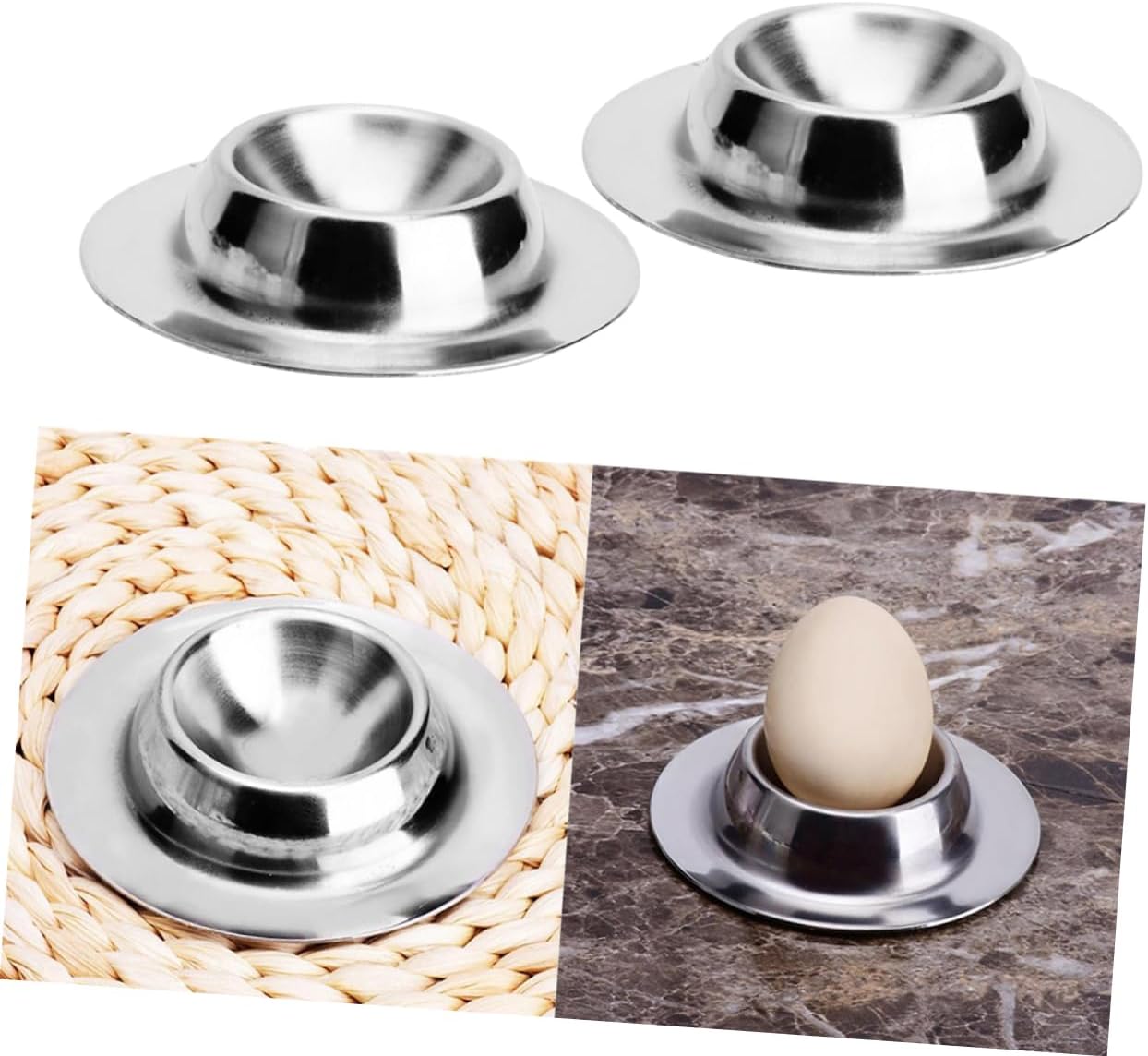 6pcs Boiled Egg Holder Stainless Steel Egg Cup Modern Design for Breakfast