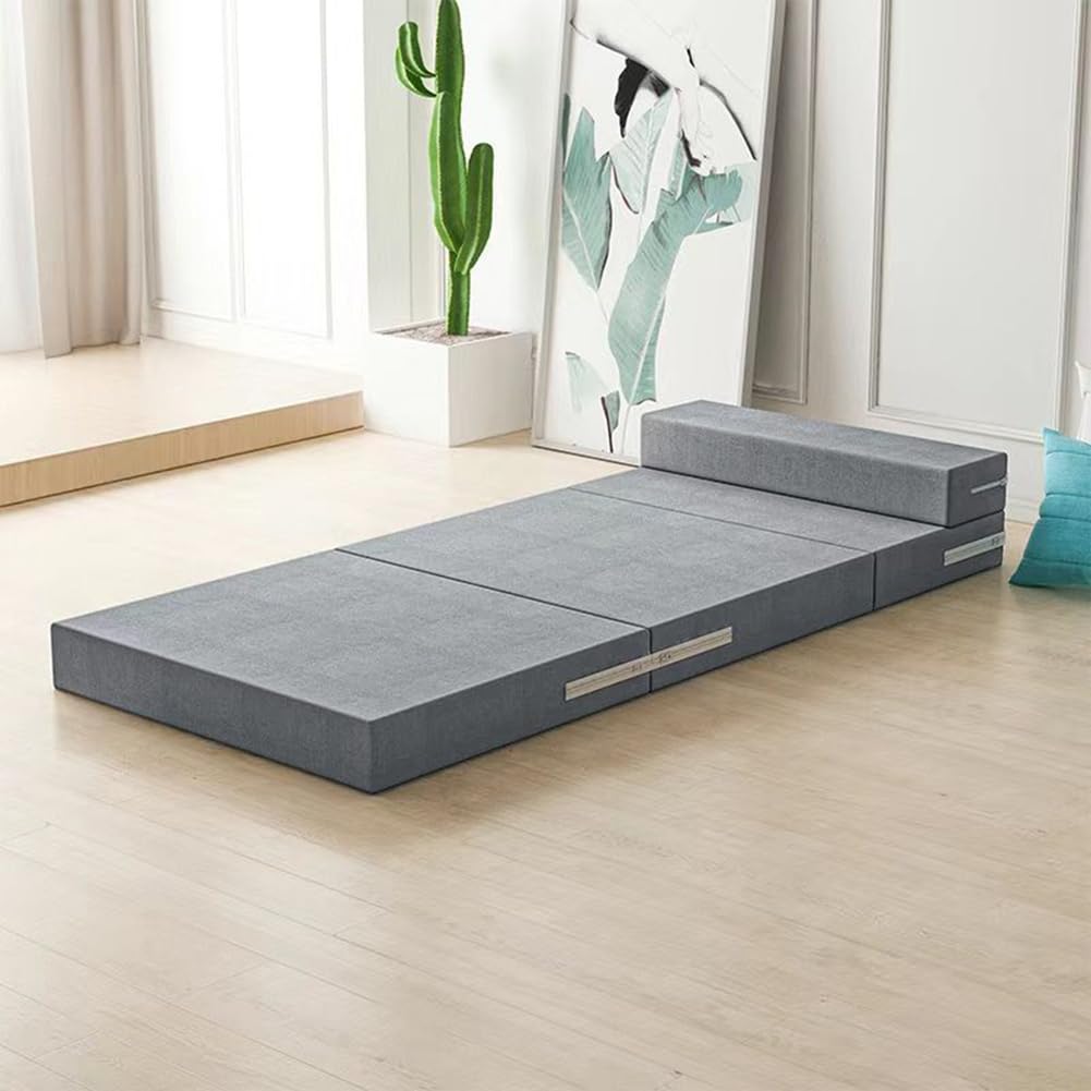 Tragbare Klappmatratze für Einzel- oder Doppelbett, 5 cm/8 cm/10 cm, Campingmatratze mit waschbarem Bezug und Reisekissen, Gästebett, Lösung, Grau, 160 x 60 x 8 cm