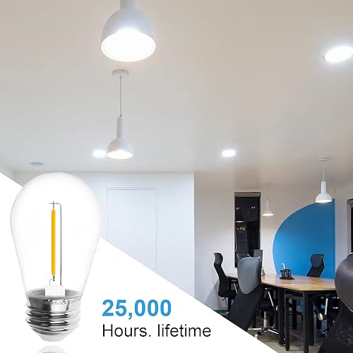 Miniatura 5 de Jslinter S14 - Tira de luces de 5000 K de luz diurna para exteriores, inastillables e impermeables, equivalente a 1 vatio LED de 11 W, base E26 no