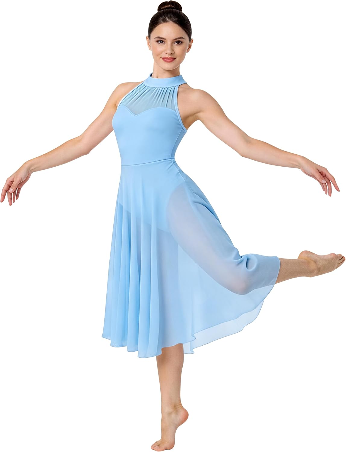 Lyrical Dance Costume for Women White Contemporary Dance Dress Adult Flowy Ballet Dancewear