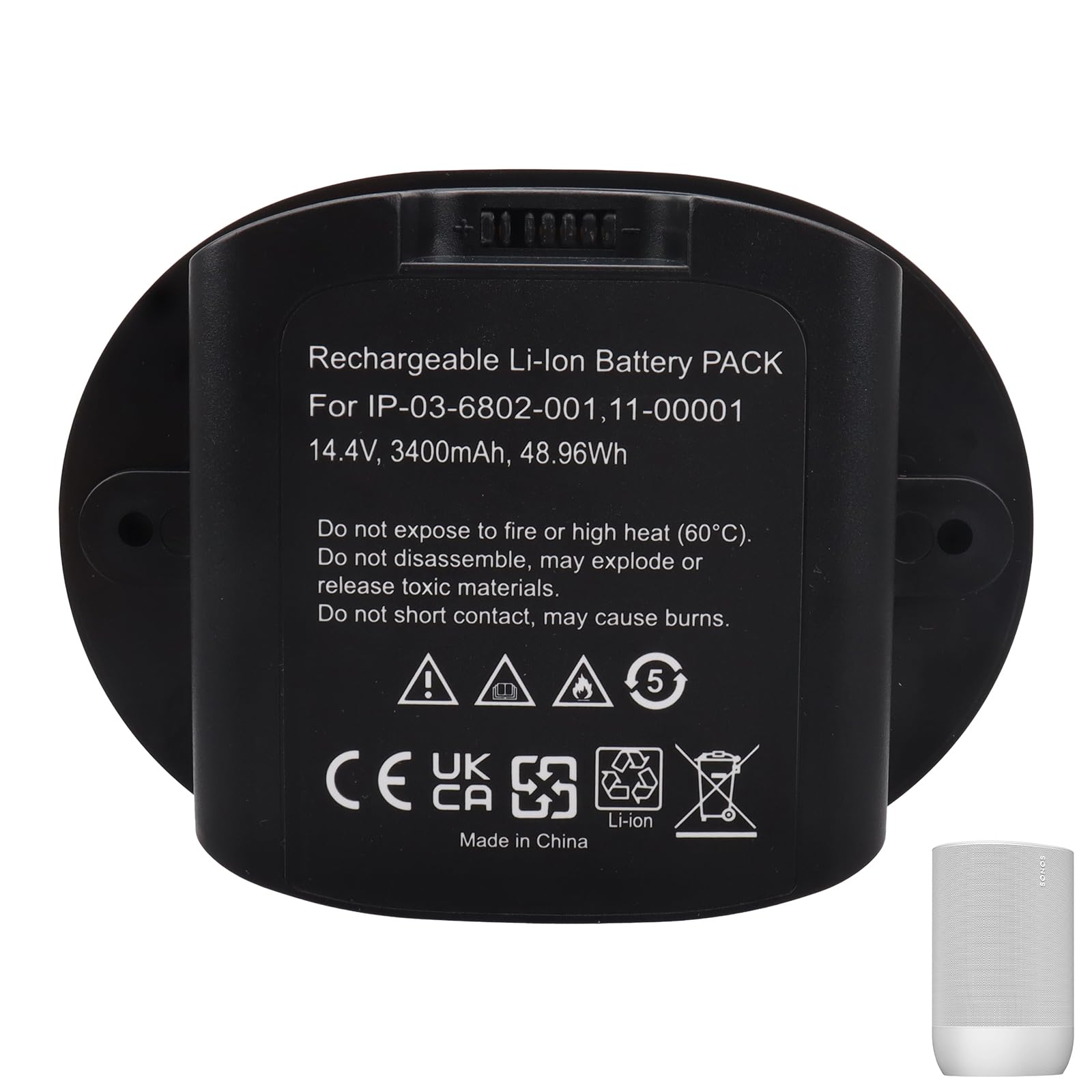 MXJFYY 14.4V 3400mAh 48.96Wh Replacement Li-Ion Battery Compatible with Sonos Move, MOVE1US1 Loudspeaker Speakers 111-00001, IP-03-6802-001