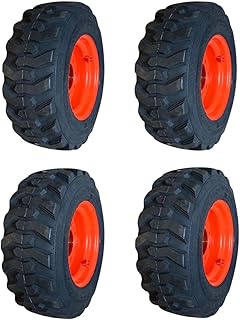 Set of 4-12-16.5 Forerunner SKS-1 Skid Steer Tires on Wheels/Rims (8 lug) for Bobcat -14PLY -12X16.5