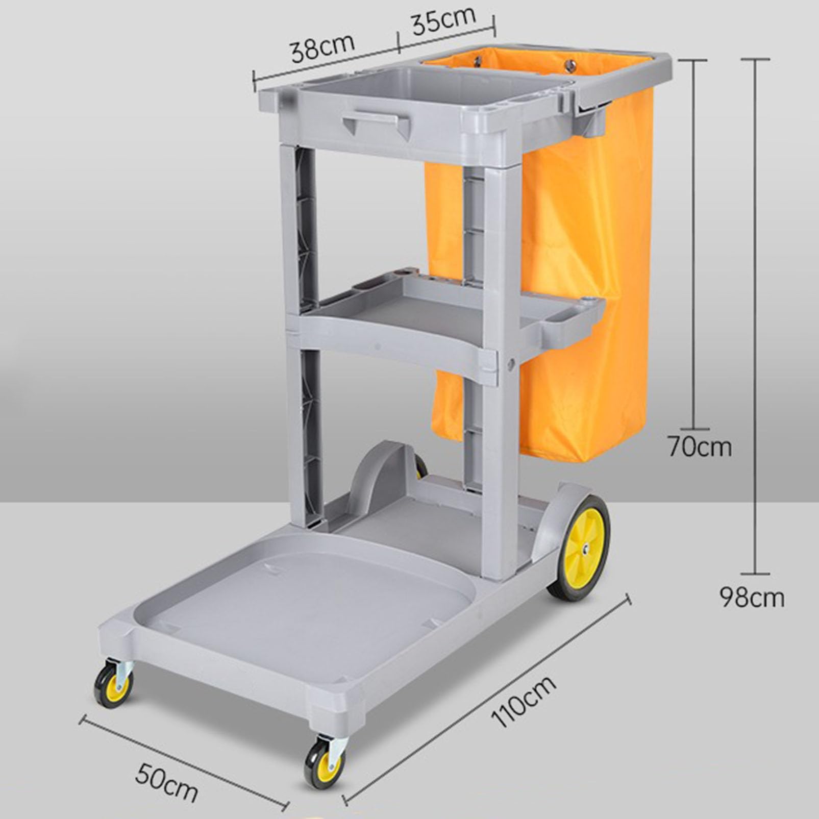 Carrito de limpieza, carrito de limpieza resistente con ruedas, carrito organizador de suministros de limpieza comercial para escuelas, hoteles, restaurantes y centros comerciales