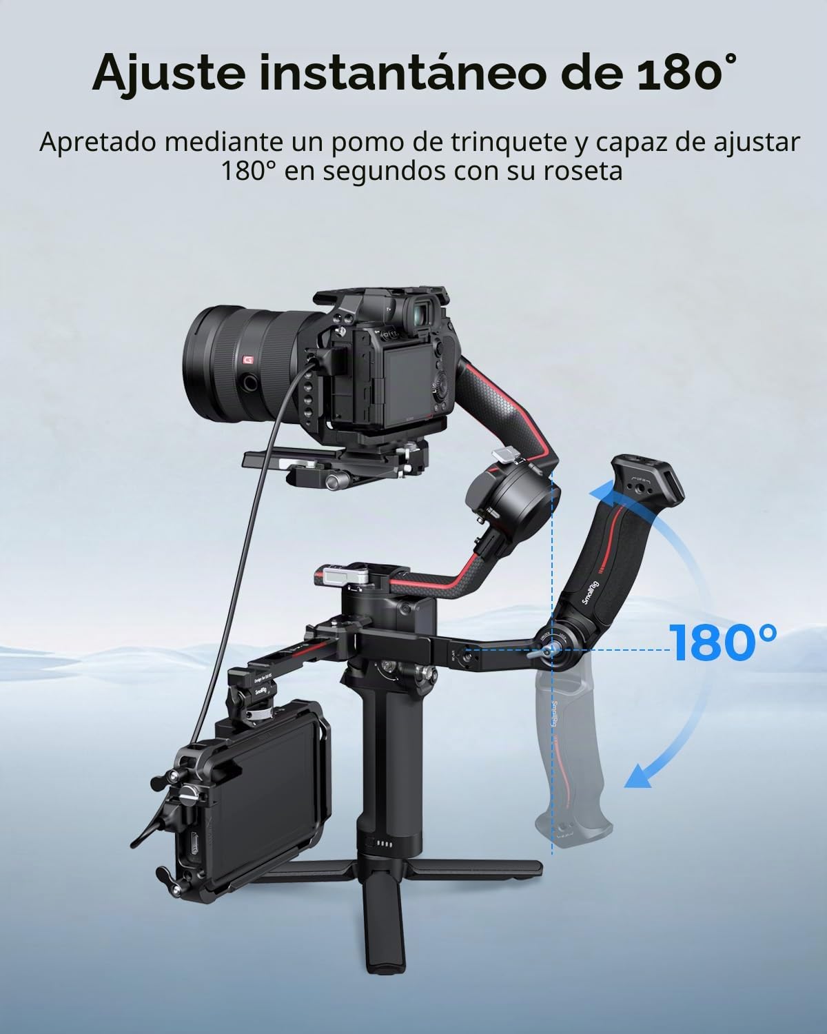 SMALLRIG Empuñadura de Correa para Gimbal DJI RS 2/RSC 2/RS 3/RS 3 Pro/RS 3 Mini/RS 4/RS 4 Pro/RS 4 Mini, Ajustable para Ángulos Bajos, con Enchufe QD
