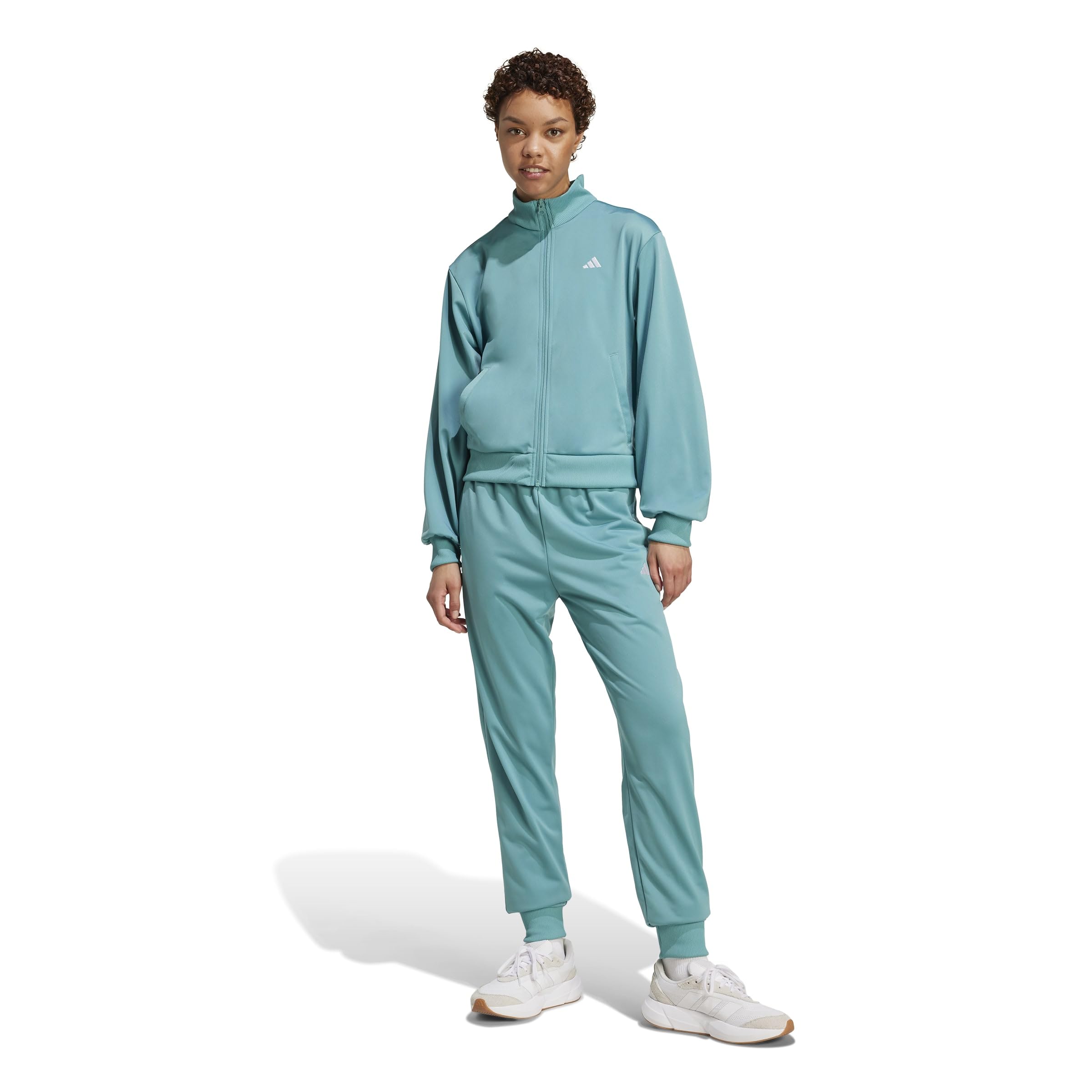 adidas womens Essentials Feelcozy Track Suit, Powder Teal, Medium