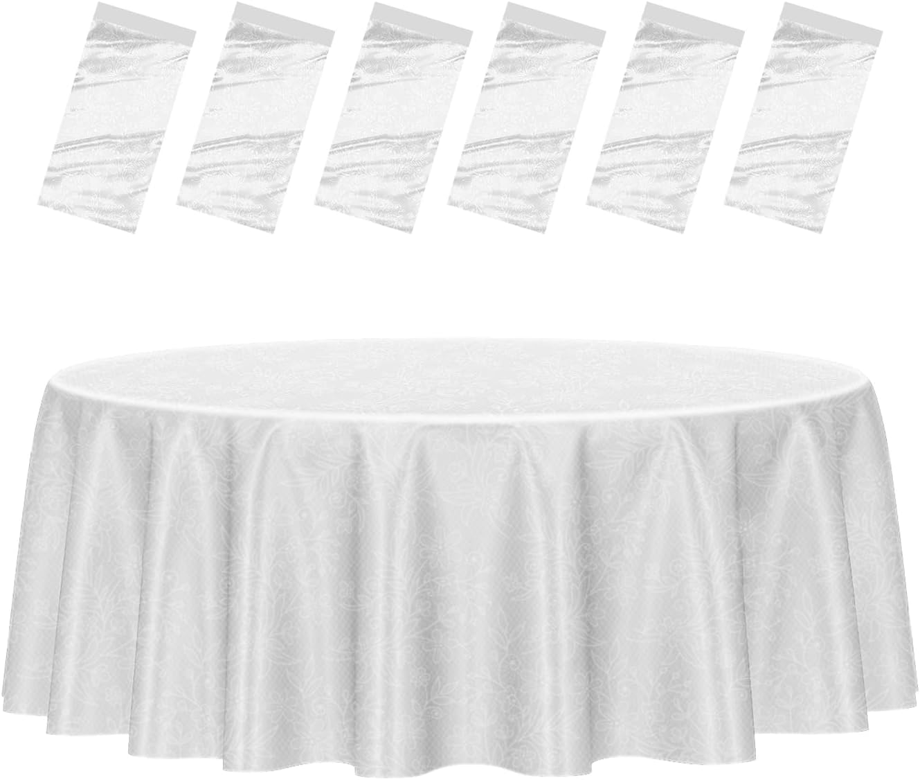 HEIPINIUYE 6 Pack Plastic Lace Tablecloth Round 84 Inch