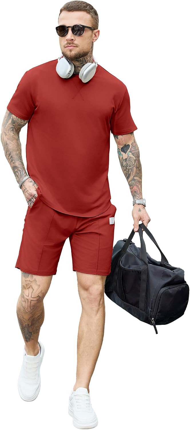 JEMLDL Men's 2 Piece Loungewear Set Short Sleeve Shirt & Shorts Summer Outfits Casual Comfortable Tracksuit