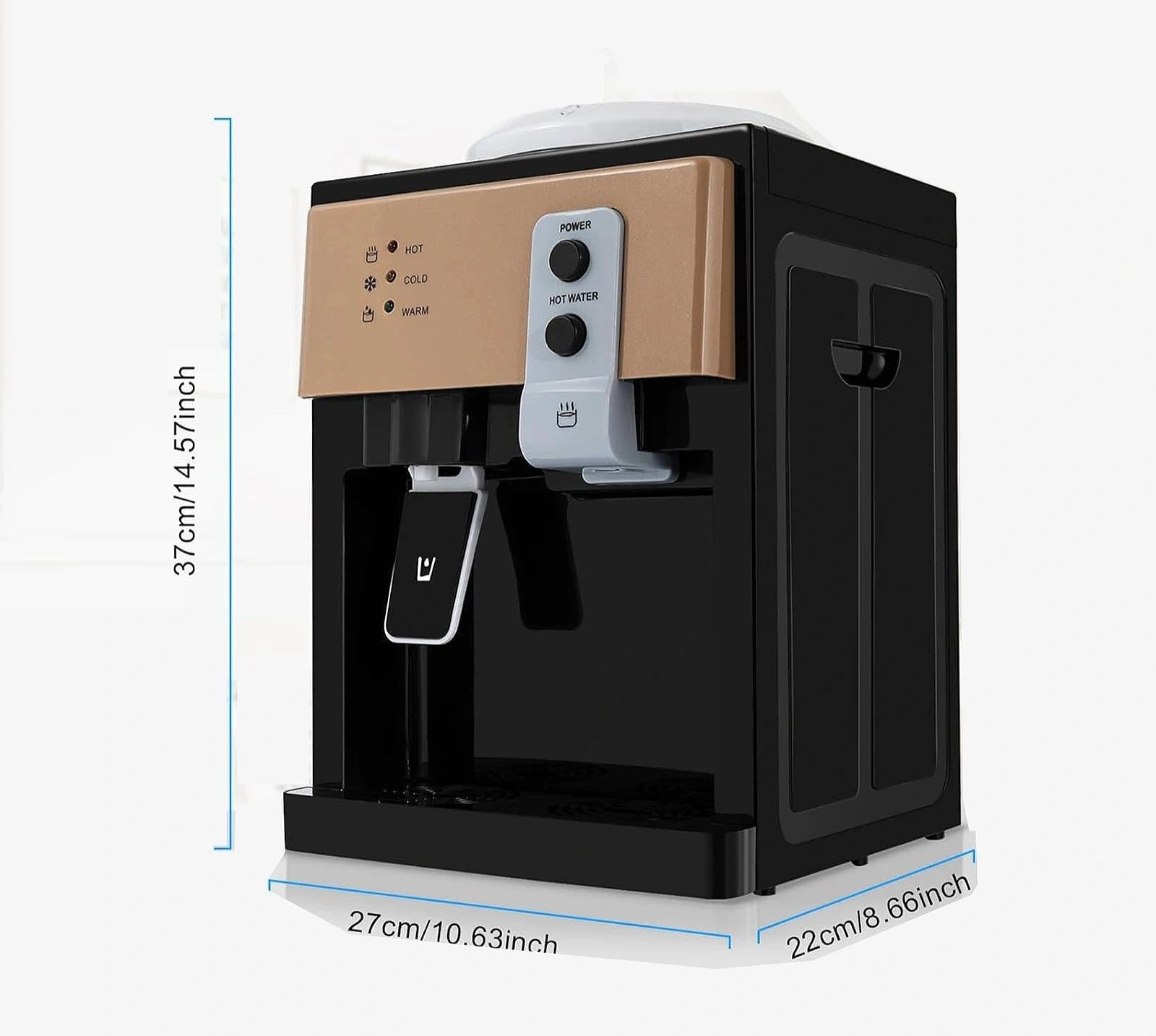 Comptoir de distribution d'eau froide chaude, refroidisseur de bouteille 18.9L de charge supérieure, refroidissement par chauffage instantané, conception compacte pour le bureau à domicile, configurat