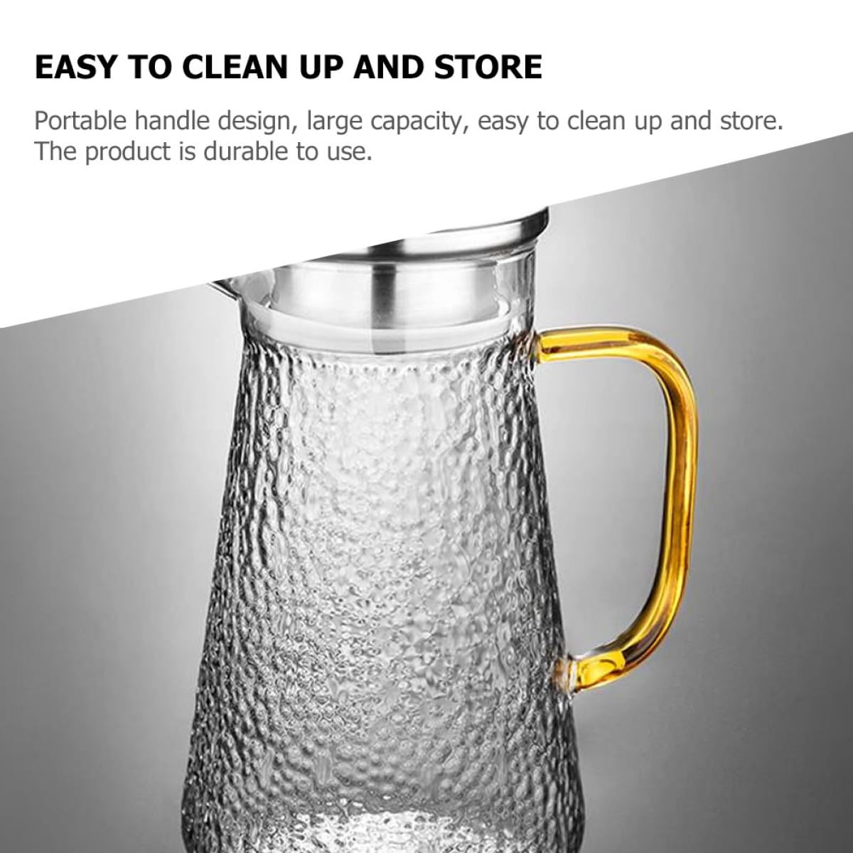 Jarra de Agua Fría con Tapa de Acero Inoxidable y Vidrio Transparente Multifunción para Jugos y Bebidas Caseras Resistente y Elegante para Cenas y Fiestas