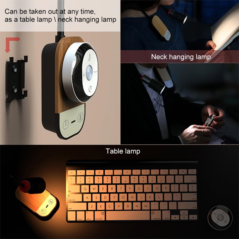 Jadssox Luz de pared de lectura LED Aplique de pared con pilas Lámpara de pared flexible Apliques de pared con carga USB Luces de pared inalámbricas para dormitorio Sala de estar junto a la cama 5 mod