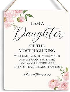 Inspirational Wall Art Daughter Gifts I Am A Daughter of The Most High King Nursery Decor Christian Religious Gifts for Women Her Girl Daughter Bible Verse Wall Art Wooden Hanging Sign 8 x 10 Inches