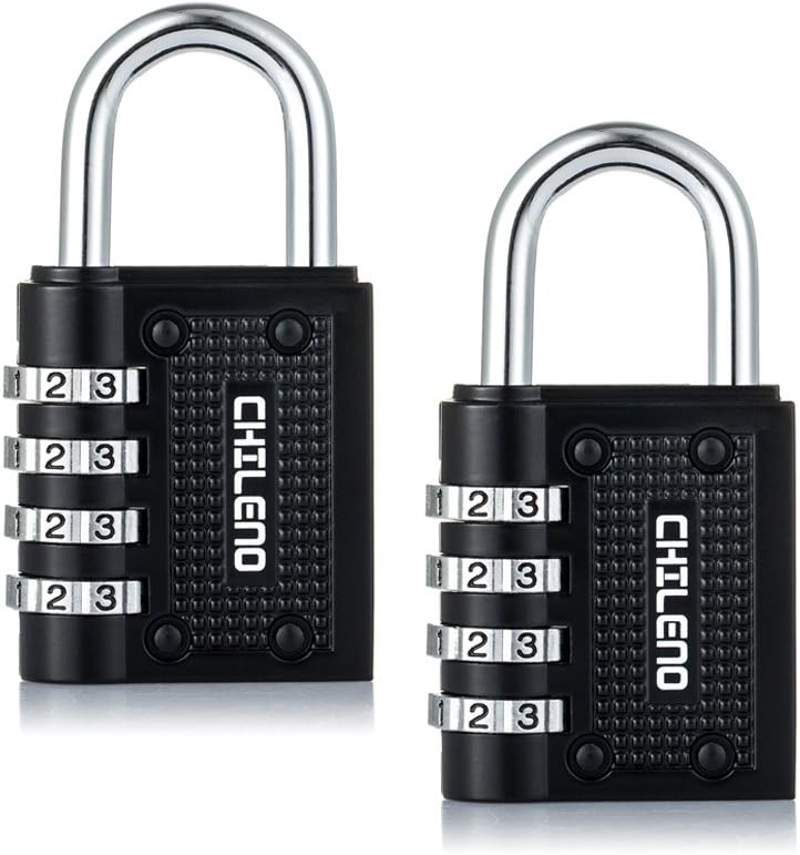 Combination lock 2 Pack Set Chileno 4 digit Padlock for Backpack,Gym,Travel,Suitcase,Luggage