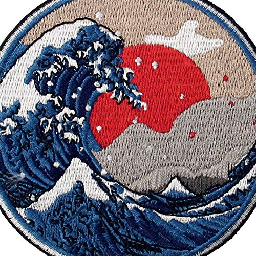 Great Wave Off Kanagawa Patch Embroidered Applique Badge Iron On Sew On Emblem #TOP1