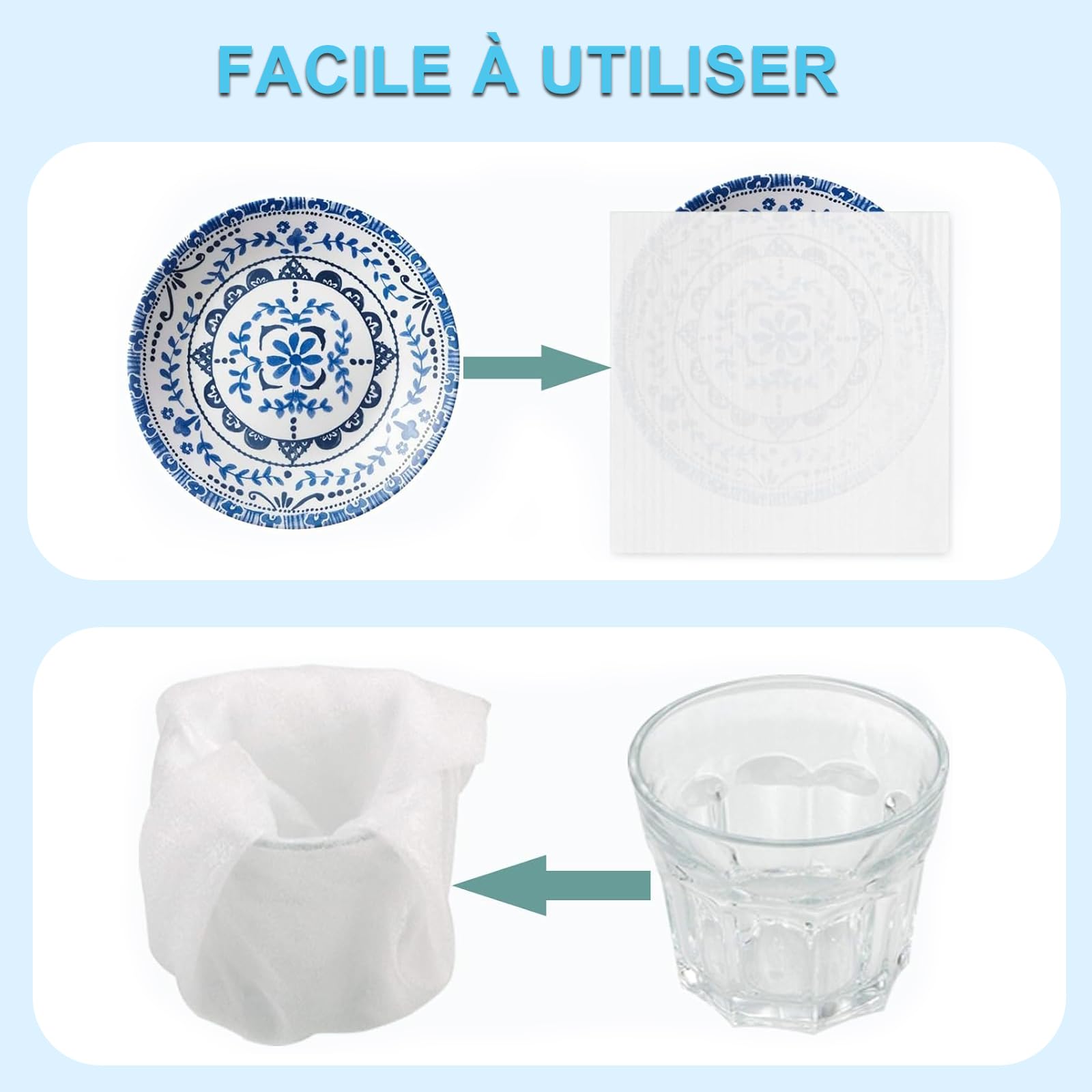 Voarge 100 PCS Demenagement Feuilles Mousse Papier Bulle, Avec Étiquettes Fragiles pour Cartons Plats Assiettes Verres Emballage(20 * 20cm)