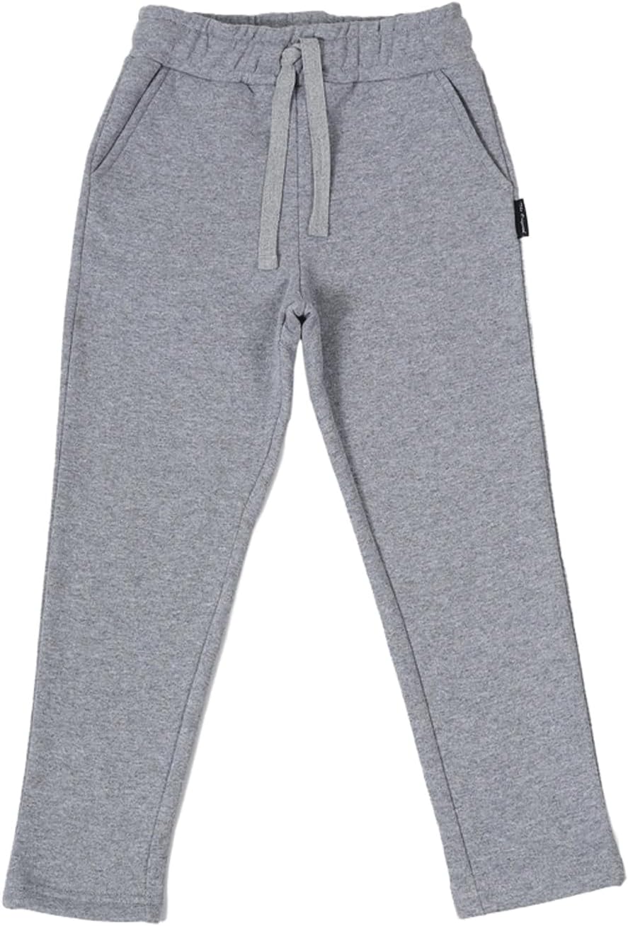 Gray Thick Cotton Sweatpants for Boys Ages 5-12 with Elastic Waist and Side Pockets. 7-8 Years Old Gray 67