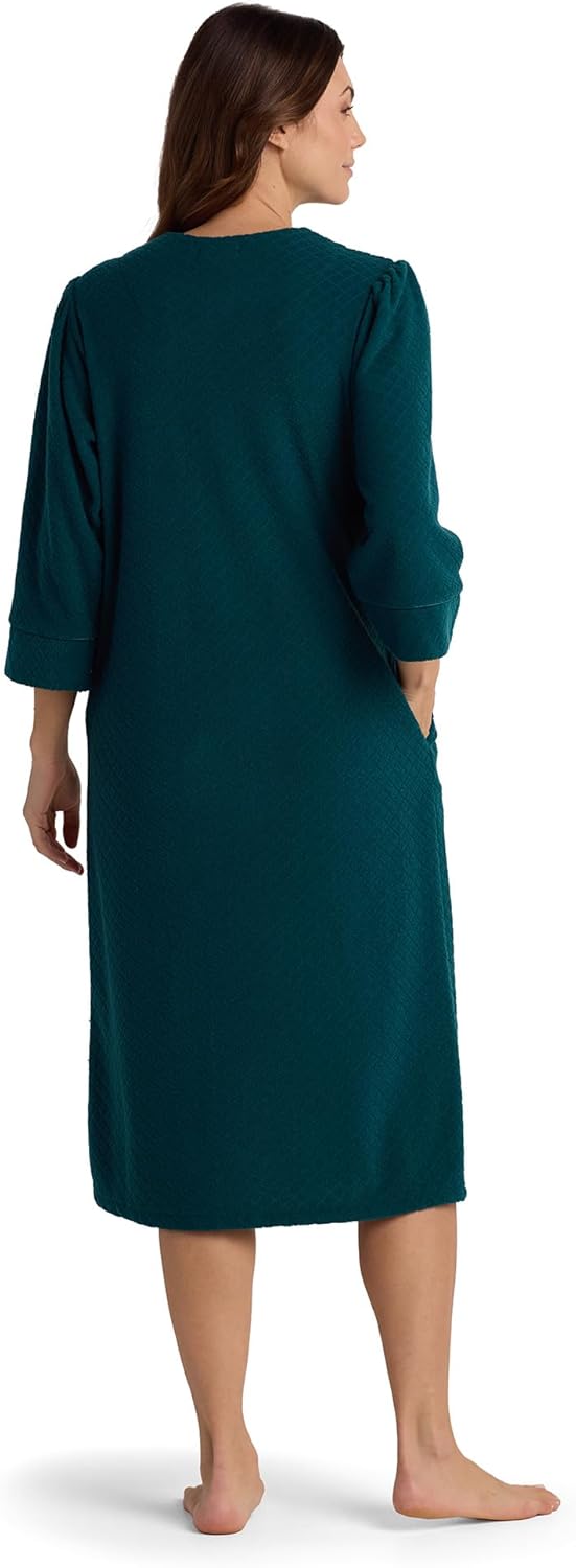 Miss Elaine Women's Brushed Back Terry Long Robe, Zipper Robe, Sleepwear and Loungewear - Image 2