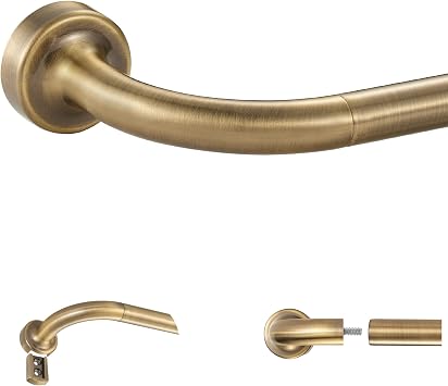Antique Bronze Disc Curtain Rods, 28-48 Inches Window Curtain Rod,Adjustable Room Darkening Drapery Rod with Aluminum Finials and Brackets,Wrap Around Design
