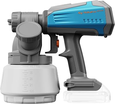 Tilswall Akku Farbsprühsystem Shark700, Elektro Lackierpistole mit bürstenlosem Motor, 1300ml seitlichem Farbbehälter, kompatibel mit Makita 18V Akku (ohne Akku), Farbsprühgerät für Wände