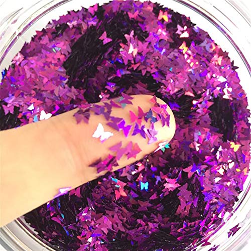 Butterfly Confetti Glitter Laser Sequins for DIY Crafts, Nail Art Decoration, Party Decoration - 10g, Laser Dark Purple