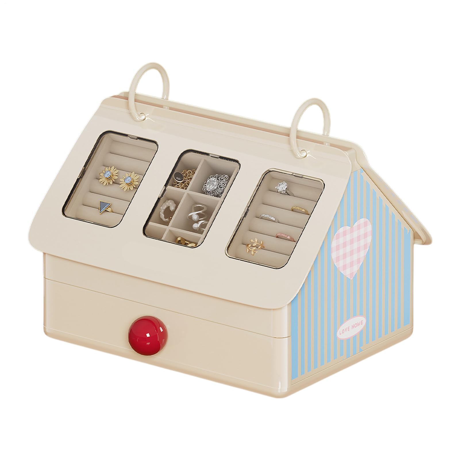 Joyeros Para Mujer Forma de Casita Organización Multifuncional | Estuche de Almacenamiento para Joyas Novia Mujeres Hija Familia Amigos Baño Escritorio Tocador Hogar Casa