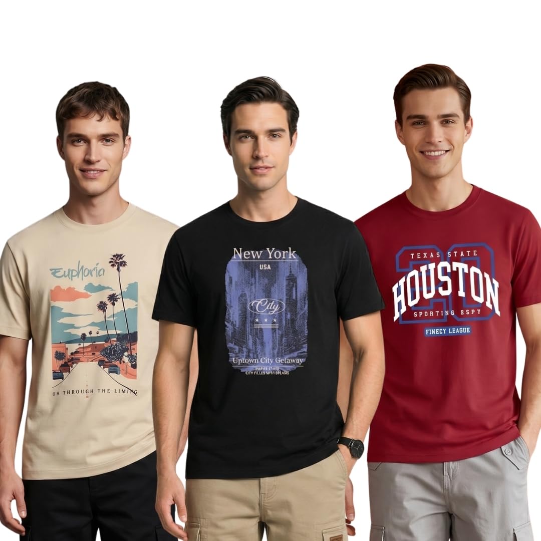 nobero 100% Cotton T Shirts for Men Stylish | Regular Fit | Graphic Printed T-Shirts for Men 180 GSM Combed Cotton | Round Neck Half Sleeve-picture-45