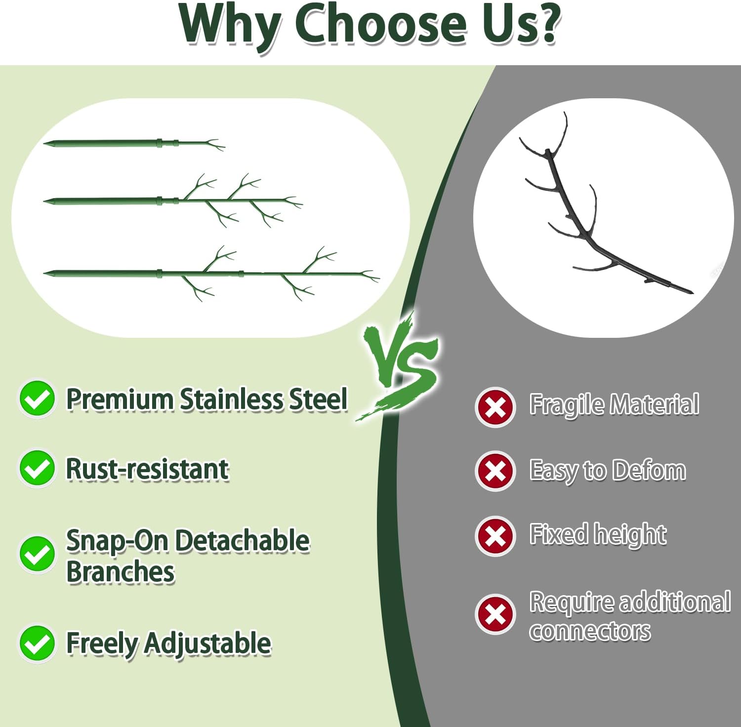 Telescoping Monstera Plant Support Stakes,17.3IN to 43.3IN Detachable Branch Plant Sticks Support Tall for Indoor Outdoor Climbing Plants,Adjustable Length Plant Accessories for Potted Plant-4 Pack