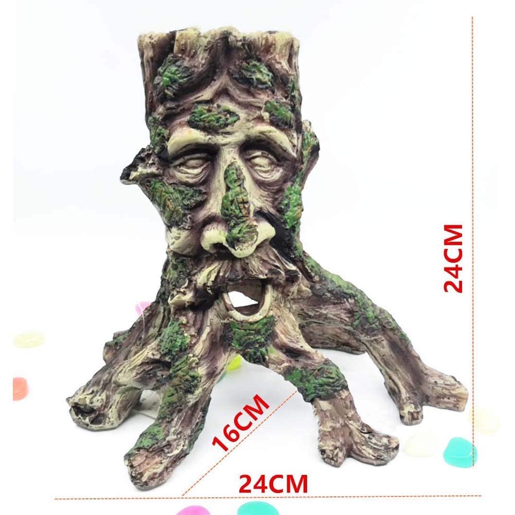 CXN Visage de Résine de Simulation Décoration D'aquarium Décoration en Bois de Racine d'arbre de Réservoir de Poissons en Bois Appropriée aux Organismes Aquatiques de Poissons Beau
