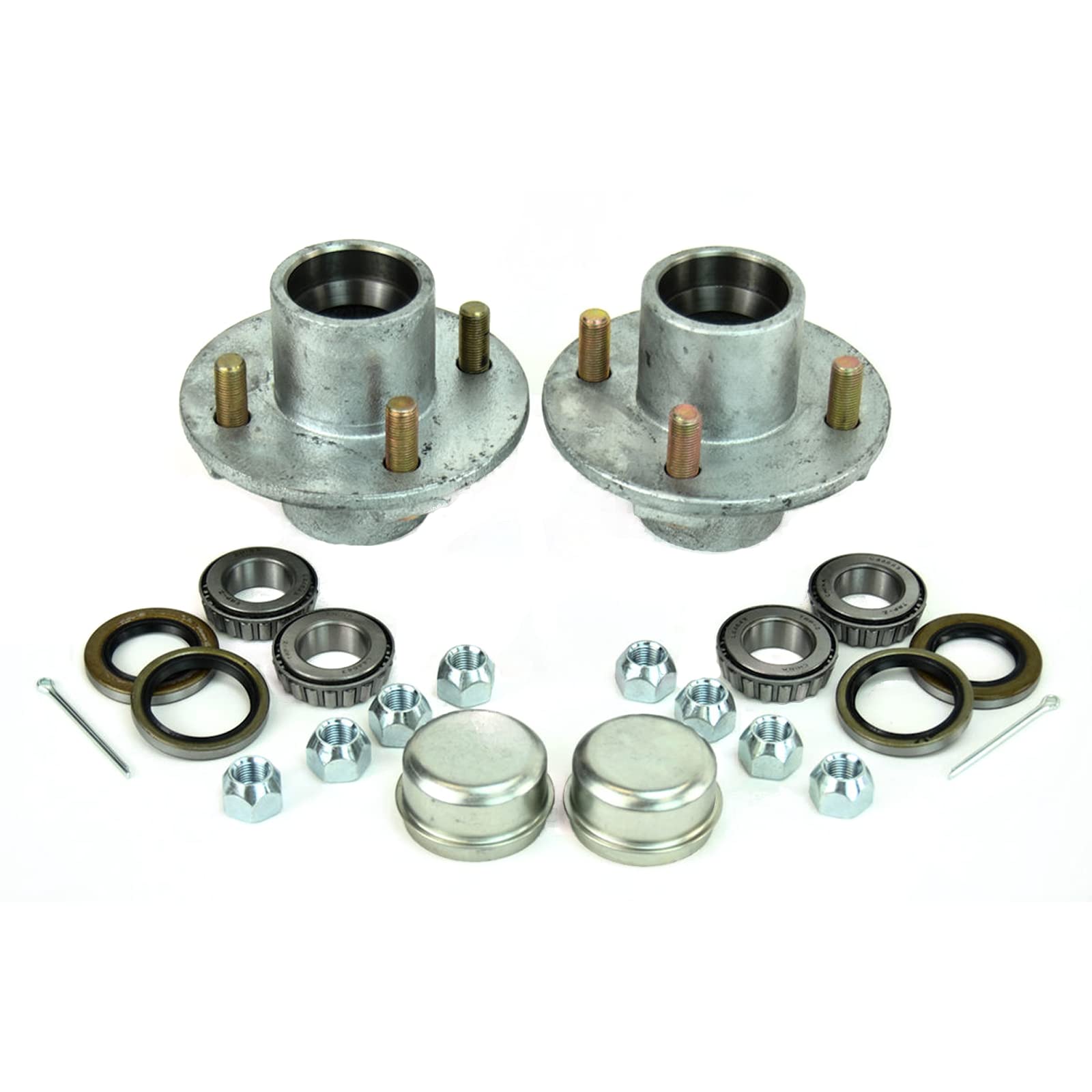 Sturdy Built (2)- Boat or Utility Trailer Hot Dipped Galvanized 4 Lug Hub 1 Inch x 1 Inch Kit