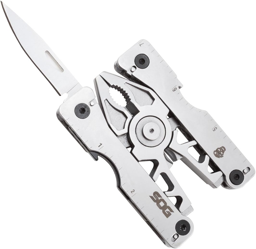 Holiday Deals 🛒 SOG Multitool Belt Buckle - Sync II EDC Multi Tool Gadgets for Men, Pliers, Knife and 12 Survival Tools and Gadgets in Mini Tool Belt EDC Kit (SN1011-CP)