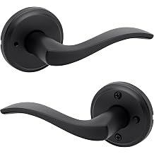 Weiser Sedona Matte Black Door Handle, Reversible Privacy Lever, Interior Door Handles for Bedroom and Bathroom Doors, Keyless Bathroom/Bedroom Door Lock, Transitional Home Decor