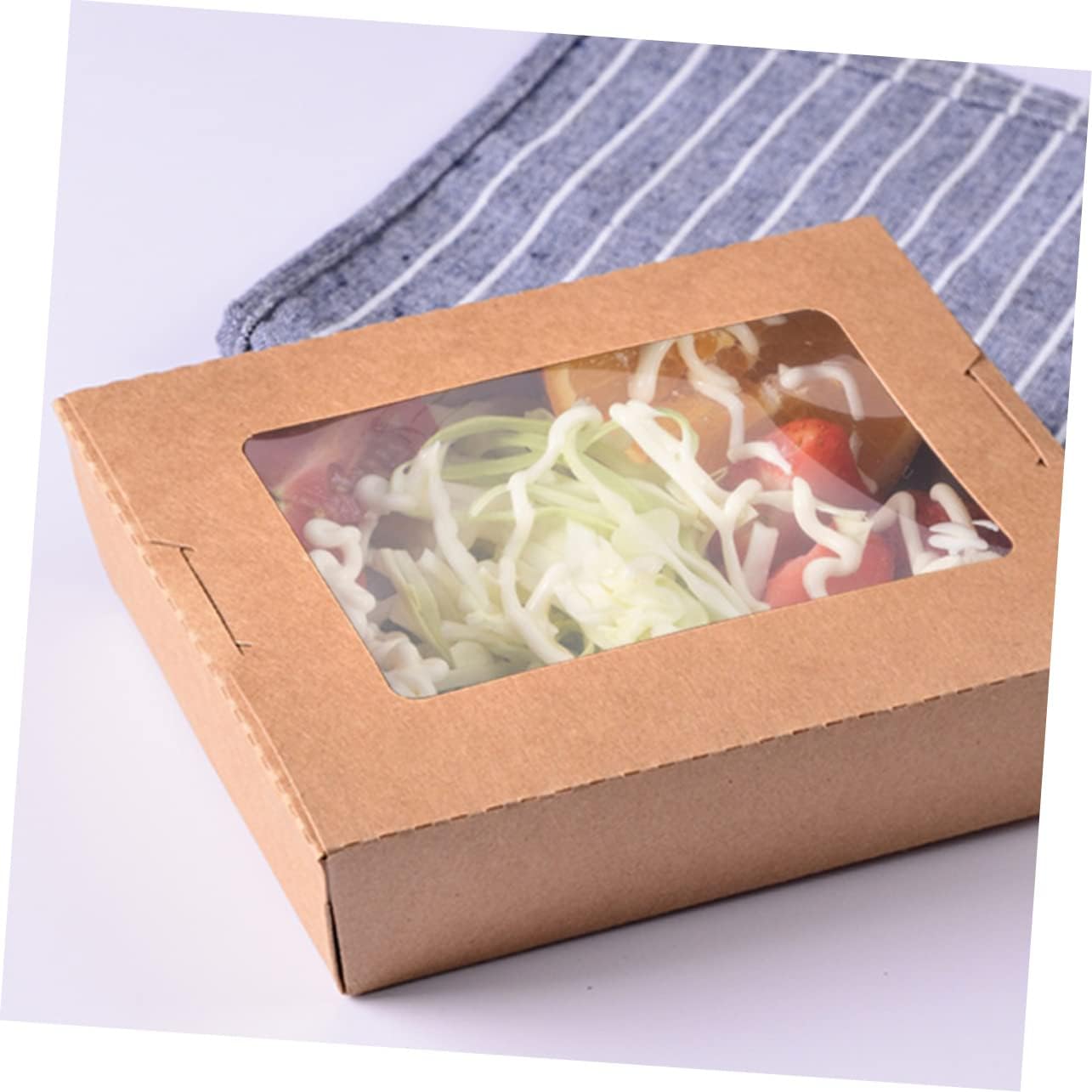 Alipis 50pcs Kraft Paper Take Out Food Boxes Tab Lock Closure Leakproof Oil Snack Containers for Parties Bbq and Meal Prep
