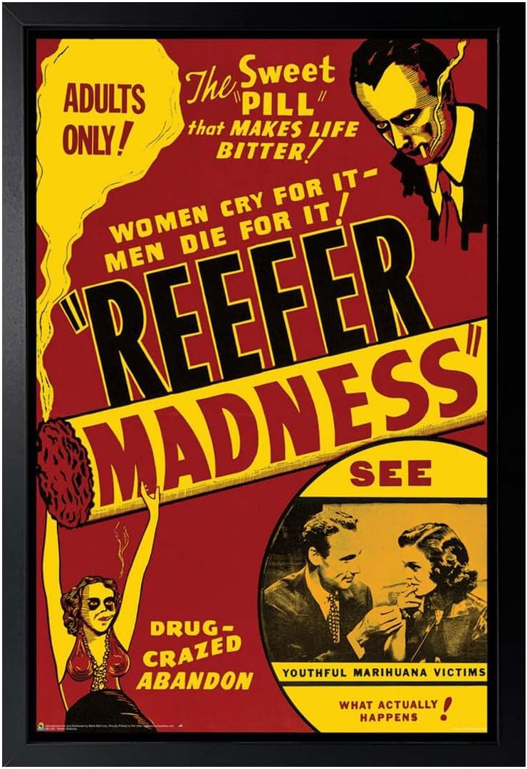 Reefer Madness Vintage Movie Poster - Officially Licensed - 24" x 36" with Frame Black Color