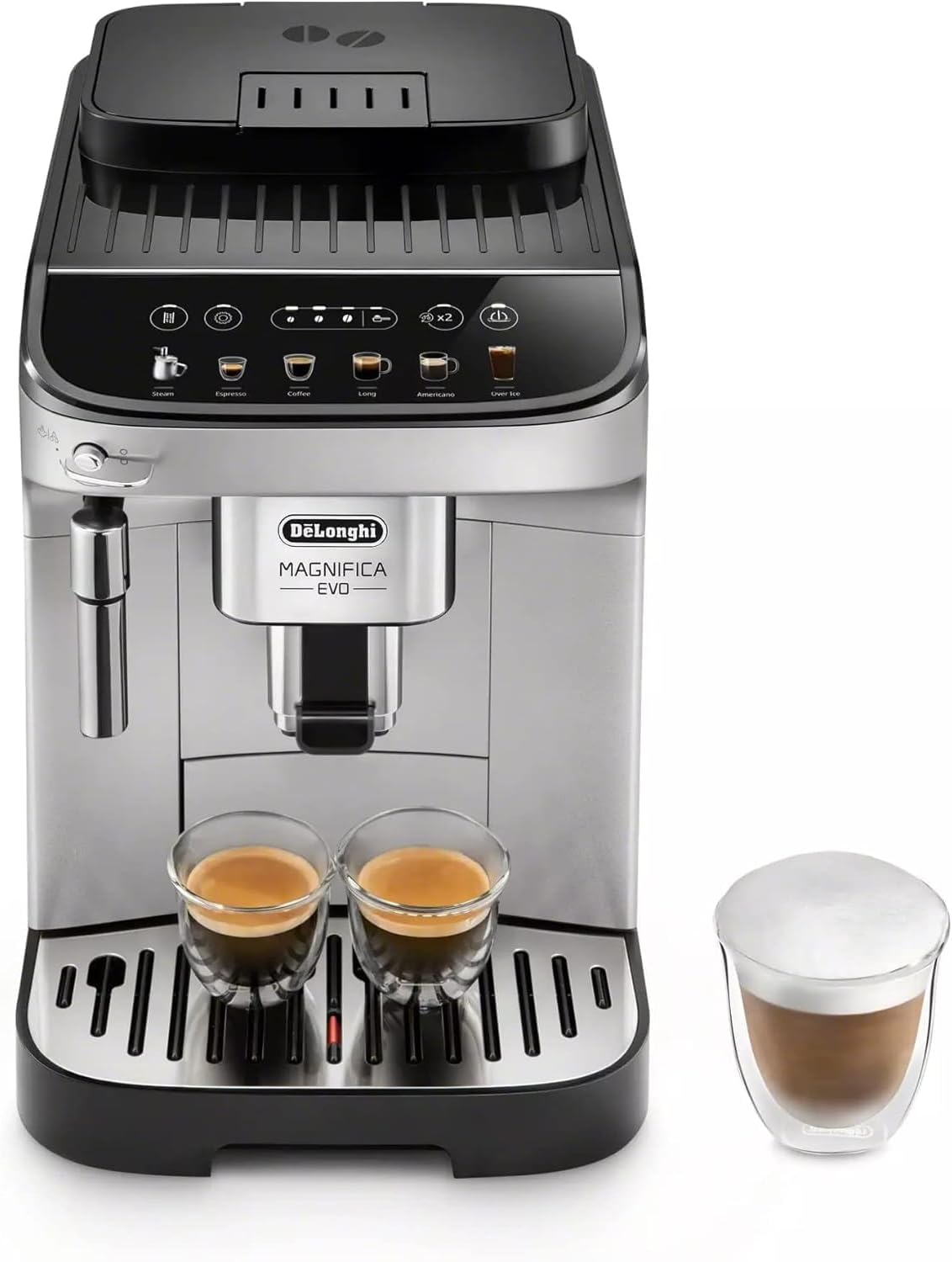 Magnifica Evo Espresso Machine with Manual Frother, 4 Recipes, ECAM29043SB (Renewed)