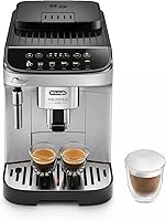 Vista 1 de De'Longhi Magnifica Evo, cafetera totalmente automática de café expreso de grano a taza y café helado, pantalla táctil de color, negro, plata