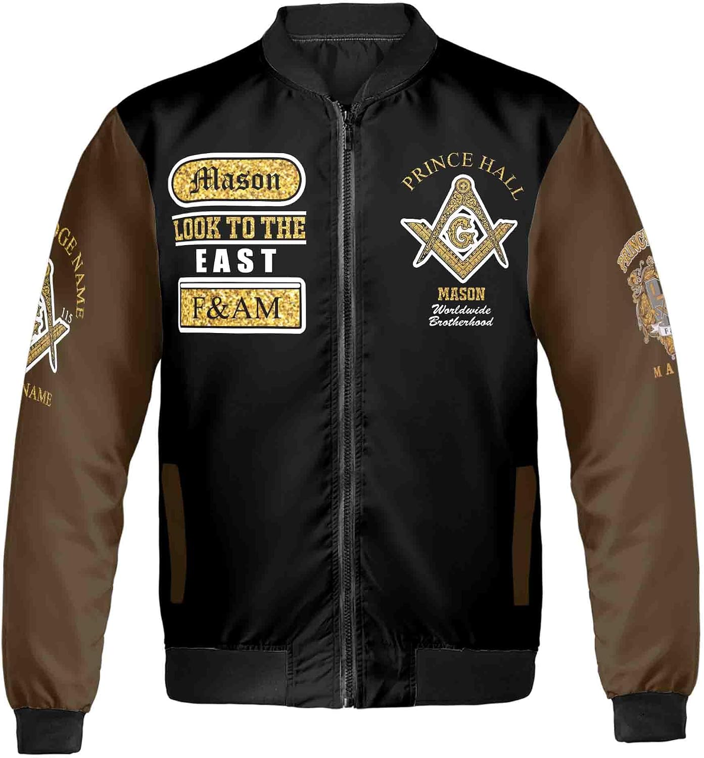 Freemasonry Prince Hall, Masonic Medieval Custom Name, Lodge Name Unisex Bomber Jacket S-5XL